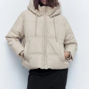Zara Cream Puffer Jacket